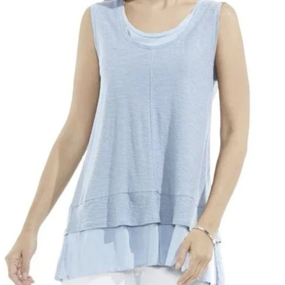 Vince Camuto Sleeveless Swing Tank Top Sz XL Light Blue Lagenlook cotton modal